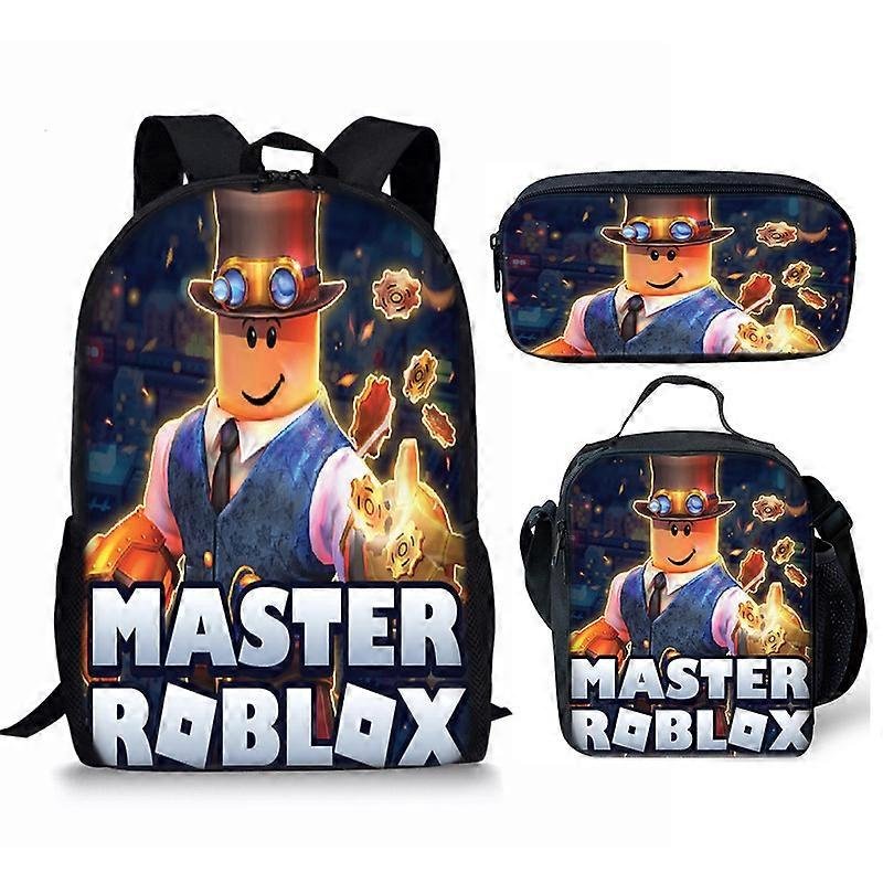 Nowy tornister studencki Roblox Plecak z nadrukiem cyfrowym Roblox trzyczęściowy zestaw torba na lunch piórnik 40 -NMAOV