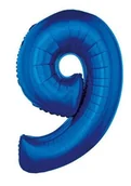 Balony i akcesoria - GODAN Balon foliowy "9" niebieski 85cm - miniaturka - grafika 1