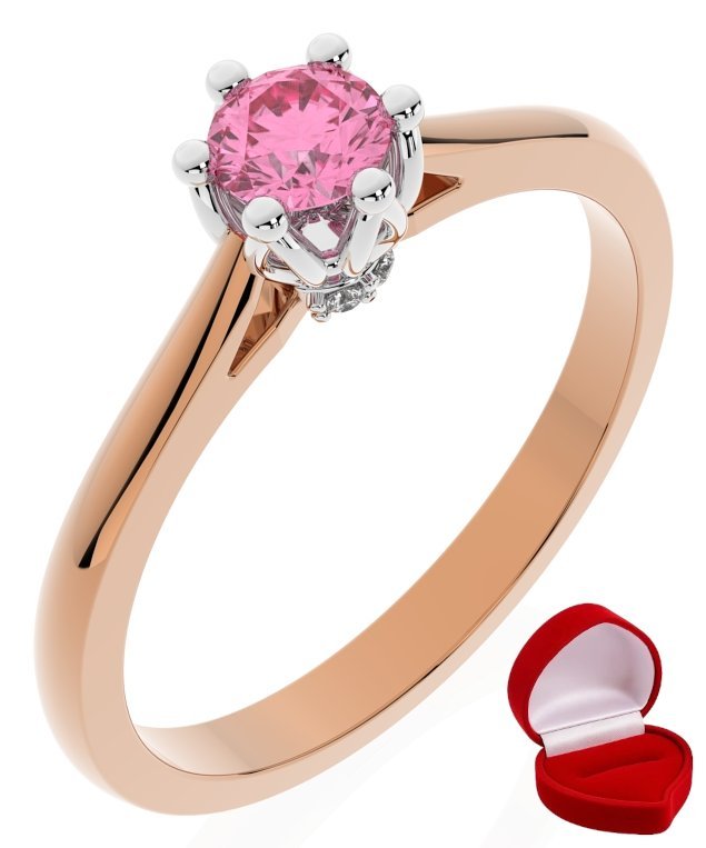 ZŁOTY PIERŚCIONEK ZARĘCZYNOWY 585 14k SZAFIR 0,19 ct RÓŻOWE ZŁOTO R18