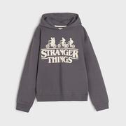 Swetry dla dziewczynek - Sinsay - Bluza z kapturem Stranger Things - Szary - miniaturka - grafika 1