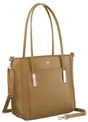 Torebki damskie - ROVICKY beżowa torba damska torebka shopper bag na zamek pojemna A4 - miniaturka - grafika 1