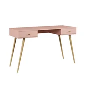 Biurka - Biurko Z Szufladami Wysokie Nogi IKON Różowe - miniaturka - grafika 1