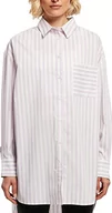 Koszulki i topy damskie - Urban Classics Damska koszulka oversize w paski, biała/fioletowa, L, biały/liliowy, L - miniaturka - grafika 1