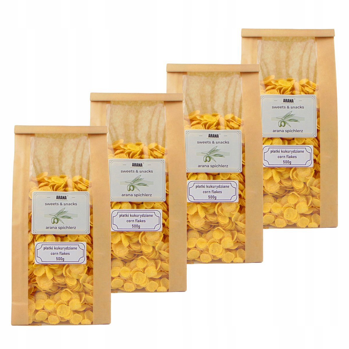 PŁATKI KUKURYDZIANE CORN FLAKES PŁATKI ŚNIADANIOWE 500G x4