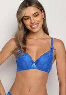 Biustonosze - Niebieski Biustonosz na Regulowanych Ramiączkach z Usztywnionymi Miseczkami Tiniras - miniaturka - grafika 1