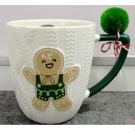 Kubki - Kubek baryłka z reliefem Piernik 420 ml kremowo- zielony - miniaturka - grafika 1