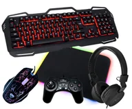 Zestawy myszka + klawiatura - Zestaw Blow klawiatura z podświetleniem LED RED COLD STEEL + mysz + podkładka + słuchawki + pad - miniaturka - grafika 1
