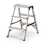 Drabiny - B2B Partner Aluminiowe stopnie dwustronne, 2x3 stopnie, 650 mm 399002 - miniaturka - grafika 1