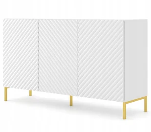 Komoda Surf 150 cm 3D frez biały mat nóżki złote - Komody - miniaturka - grafika 1