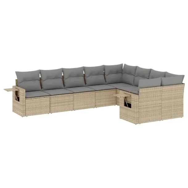 Zestaw mebli ogrodowych modułowych beżowy rattan PE z poduszkami 55x62x69