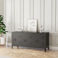 Szafki RTV - Szafka pod TV 'Kotka' z 3 drzwiczkami metalowa 113 x 40 x 58 cm czarna - miniaturka - grafika 1