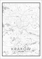 Plakaty - Plakat, Kraków mapa czarno biała, 50x70 cm - miniaturka - grafika 1