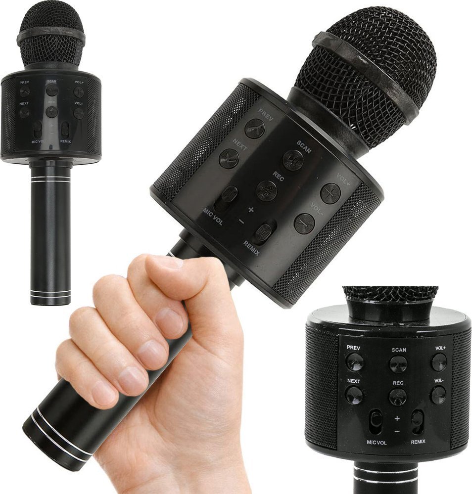 Mikrofon Verk Mikrofon bezprzewodowy bluetooth głośnik karaoke modulator głosu okrągły Mikrofon bezprzewodowy bluetooth głośnik karaoke modulator głosu okrągły