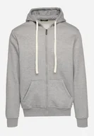 Bluzy męskie - Szara Rozpinana Bluza z Kapturem z Bawełną Ozdobiona Sznurkami Nerrise - miniaturka - grafika 1