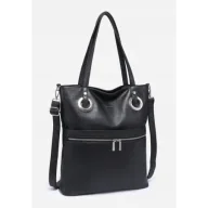 Torebki damskie - Pojemna Praktyczna Torebka Damska Czarna Torba LUIGISANTO Shopper A4 - miniaturka - grafika 1