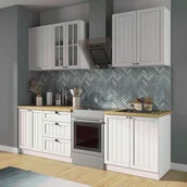 Meble kuchenne - Zestaw mebli kuchennych Calio 6 el. 200 cm kolor biały - miniaturka - grafika 1