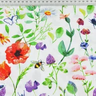 Pasmanteria - Tkanina bawełniana łąka z owadami na białym tle - 220 cm - miniaturka - grafika 1