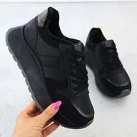 Półbuty damskie - Półbuty ocieplane na platformie czarne Big Star SS274007 - miniaturka - grafika 1