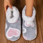 Kapcie damskie - TEMU Damskie Wygodne Kapcie Domowe - Miękka Podeszwa z Wzorem Serduszka, Ciepła Podszewka, Cicha Podeszwa, Casualowe Buty Domowe, Obuwie Damskie - miniaturka - grafika 1