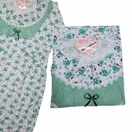 Bielizna nocna - BAWEŁNA KOSZULA NOCNA róża luźna długi rękaw prezent ZIELONA 7xl 8xl - miniaturka - grafika 1