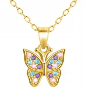 Biżuteria dla dzieci - Naszyjnik srebrny dla dziewczynki łańcuszek z zawieszką motylek pozłacany - miniaturka - grafika 1