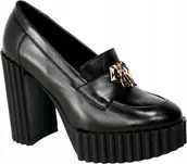 Półbuty damskie - CZARNE PÓŁBUTY NA PLATFORMIE CARINII B9244-E50 SKÓRA R.39 - miniaturka - grafika 1