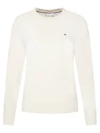 Swetry damskie - Tommy Hilfiger Sweter WW0WW44984 Biały Regular Fit - miniaturka - grafika 1