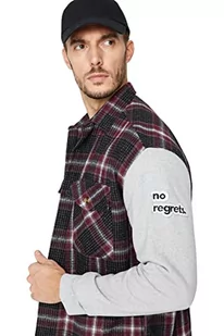 Trendyol Męska koszula oversize z dzianiny z kołnierzem podstawowym, Burgund, L - Koszule męskie - miniaturka - grafika 1
