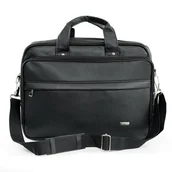 Torby męskie - Klasyczna torba na laptop Solier S37 Veldor czarna - miniaturka - grafika 1