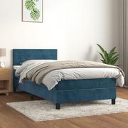 Łóżka - Lumarko Łóżko kontynentalne z materacem, niebieskie, aksamit, 90x200 cm - miniaturka - grafika 1