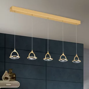 Żyrandol belka LED Moon, 5-pkt., złoty - Lampy sufitowe - miniaturka - grafika 1