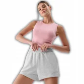 Spodenki damskie - 4F Spodenki Damskie Sportowe Bawełna Wysoki Stan Szare Wygodne Rozmiar XS - miniaturka - grafika 1