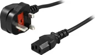 Kable - Kabel zasilający Deltaco Deltaco DEL-109UK-10, 2 m, C13 coupler, BS 1363, 250 V - miniaturka - grafika 1