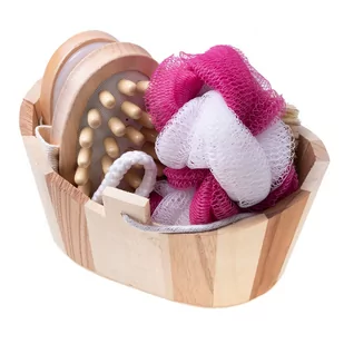Kosz upominkowy zestaw SPA myjki masaż prezent- 5 elementów - Rękawice i gąbki do kąpieli - miniaturka - grafika 1