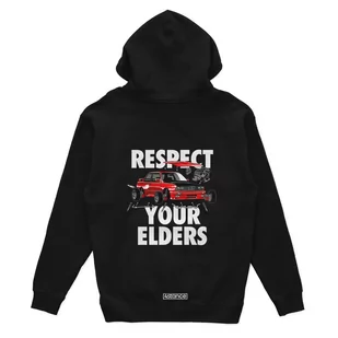 Czarna bluza z kapturem RESPECT YOUR ELDERS-XXL - Odzież do sportów motorowych - miniaturka - grafika 1