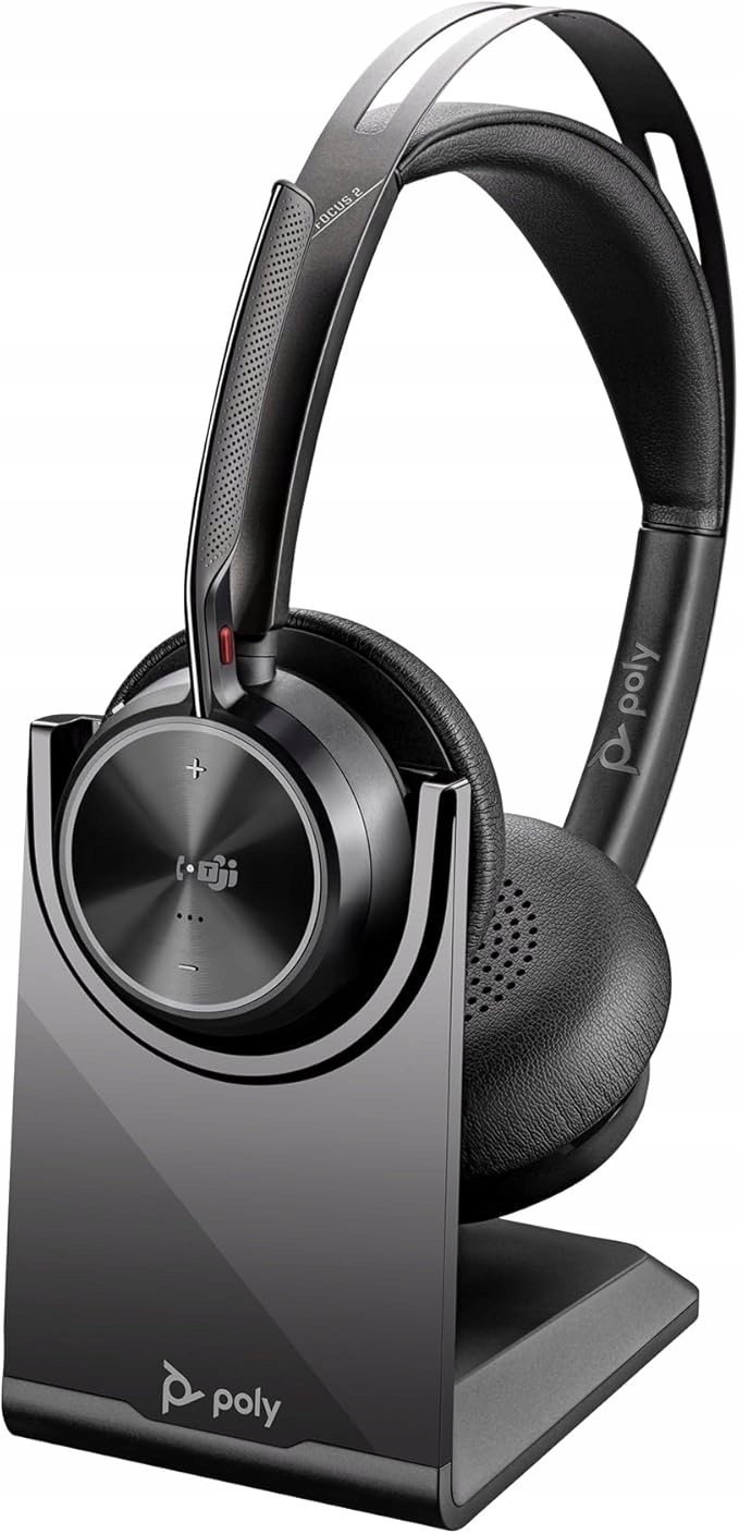 Poly Voyager Focus 2 z certyfikatem Microsoft Teams USB-C-C Headset + USB-C/A Adapter + podstawka ładująca A4HT5AA#AC3
