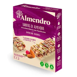 Baton Migdałowy z Białą Czekoladą i Czerwonymi Owocami - (4x25g) 100g/ El Almendro - Płatki śniadaniowe i musli - miniaturka - grafika 1