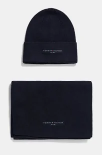 Tommy Hilfiger czapka i szalik bawełniany kolor granatowy AM0AM13132 - Apaszki i szaliki męskie - miniaturka - grafika 1