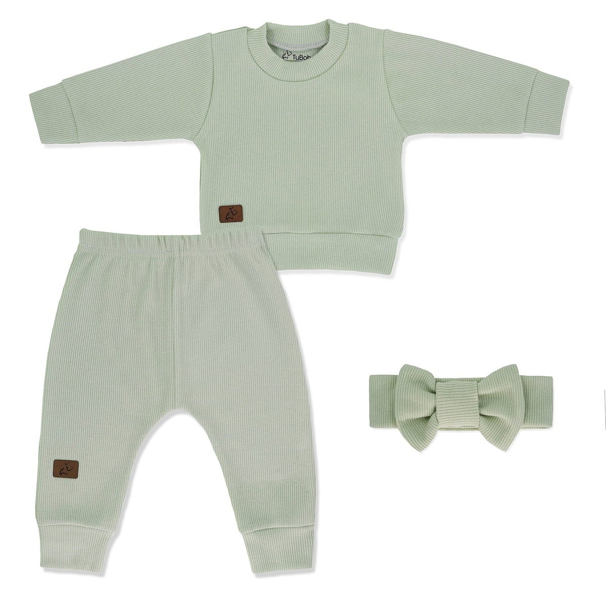 Dresik + opaska dla Dziewczynki Pistacja 74