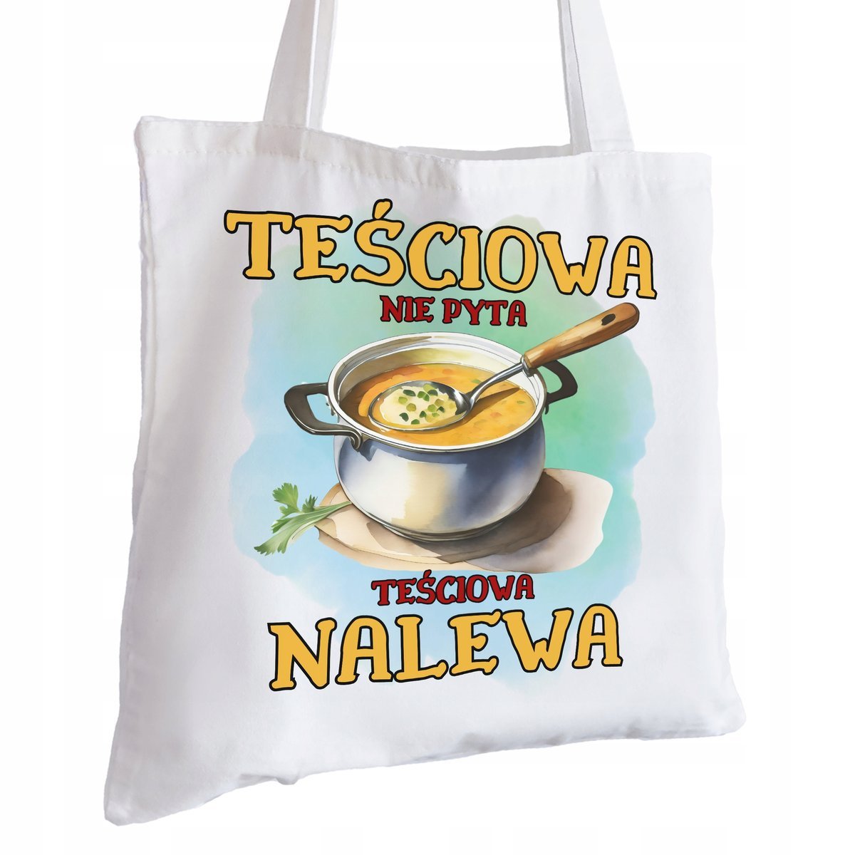 Torba Bawełniana biała dla Teściowej Na Prezent ekologiczna Trwały Nadruk