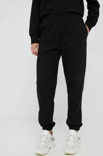 Spodnie damskie - Trussardi spodnie dresowe bawełniane damskie kolor czarny gładkie - grafika 1