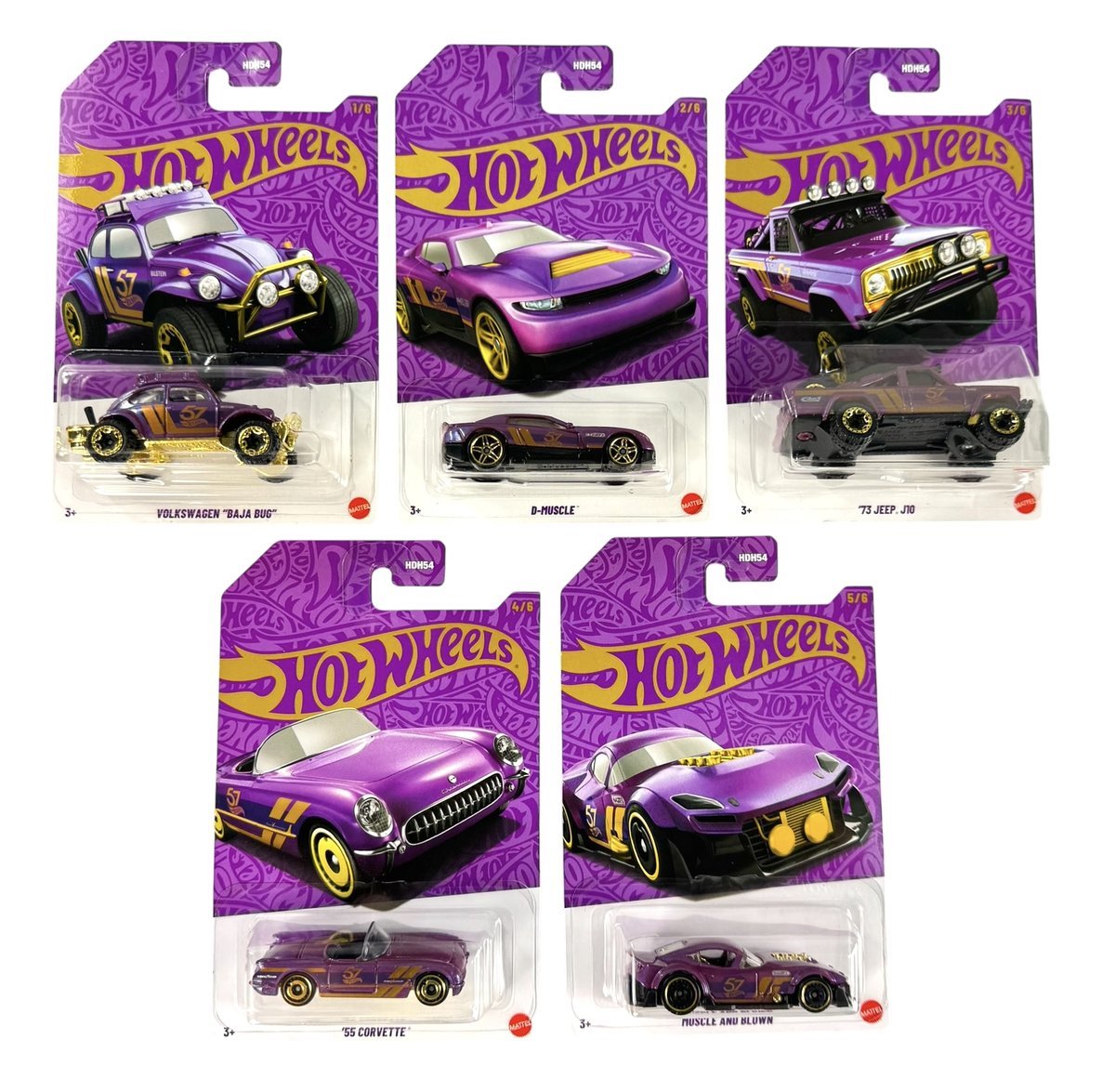 HOT WHEELS PURPLE AND GOLD ZESTAW 5szt HDH54