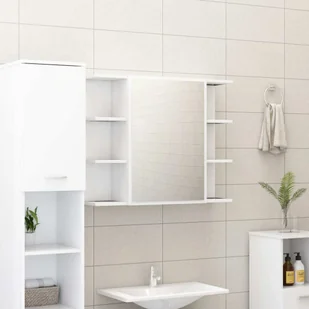 Szafka łazienkowa z lustrem biała 80x20,5x64 cm materiał drewnopochodny - Szafki łazienkowe - miniaturka - grafika 1