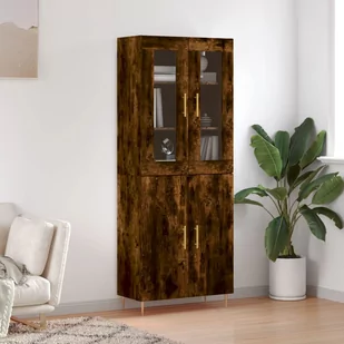 vidaXL Witrynka przydymiony dąb 69,5x34x180 cm materiał drewnopochodny - Witryny - miniaturka - grafika 1
