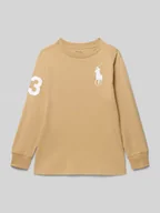 Koszulki dla dziewczynek - Bluzka z długim rękawem, wyhaftowanym logo i okrągłym dekoltem - miniaturka - grafika 1