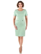 Sukienki - Miętowa sukienka ołówkowa midi z ozdobnymi patkami elegancka sukienka wizytowa z rozcięciami na rękawach 40156 - ModBiS - miniaturka - grafika 1