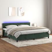 Łóżka - Lumarko Łóżko kontynentalne z materacem i LED zielony aksamit 200x200cm - miniaturka - grafika 1