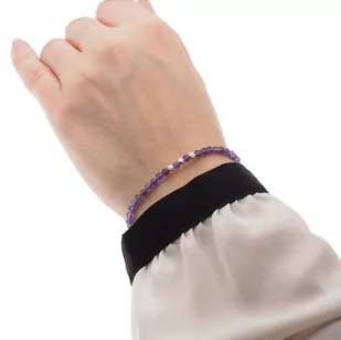 Bransoletka regulowana - Ametyst fasetowane kulki i srebro - Bransoletki - miniaturka - grafika 1