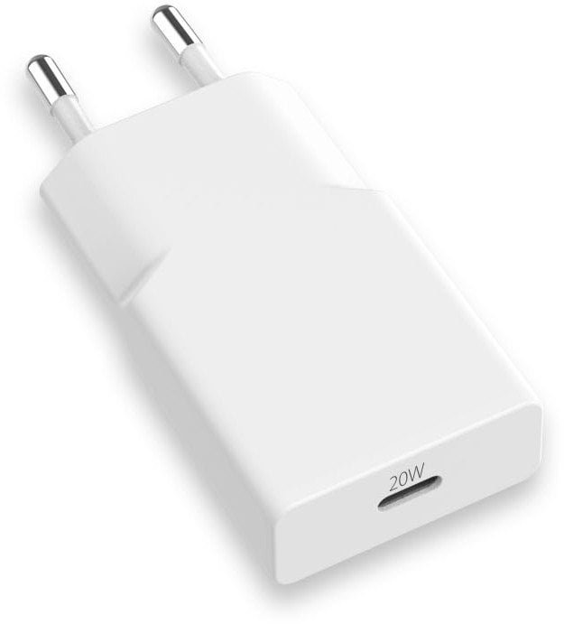 Power Adapter 20W Ultra Slim, USB-C, GaN, PD 3.0, QC 3.0, AFC, FCP, Apple 2.4A, BC1.2, for all iPhone, iPad and other USB-C devices, ultra-thin design, variable charging power max. 20W, white 29700