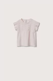 Koszulki i topy damskie - Mango Kids Kids t-shirt bawełniany dziecięcy Emily kolor różowy - grafika 1